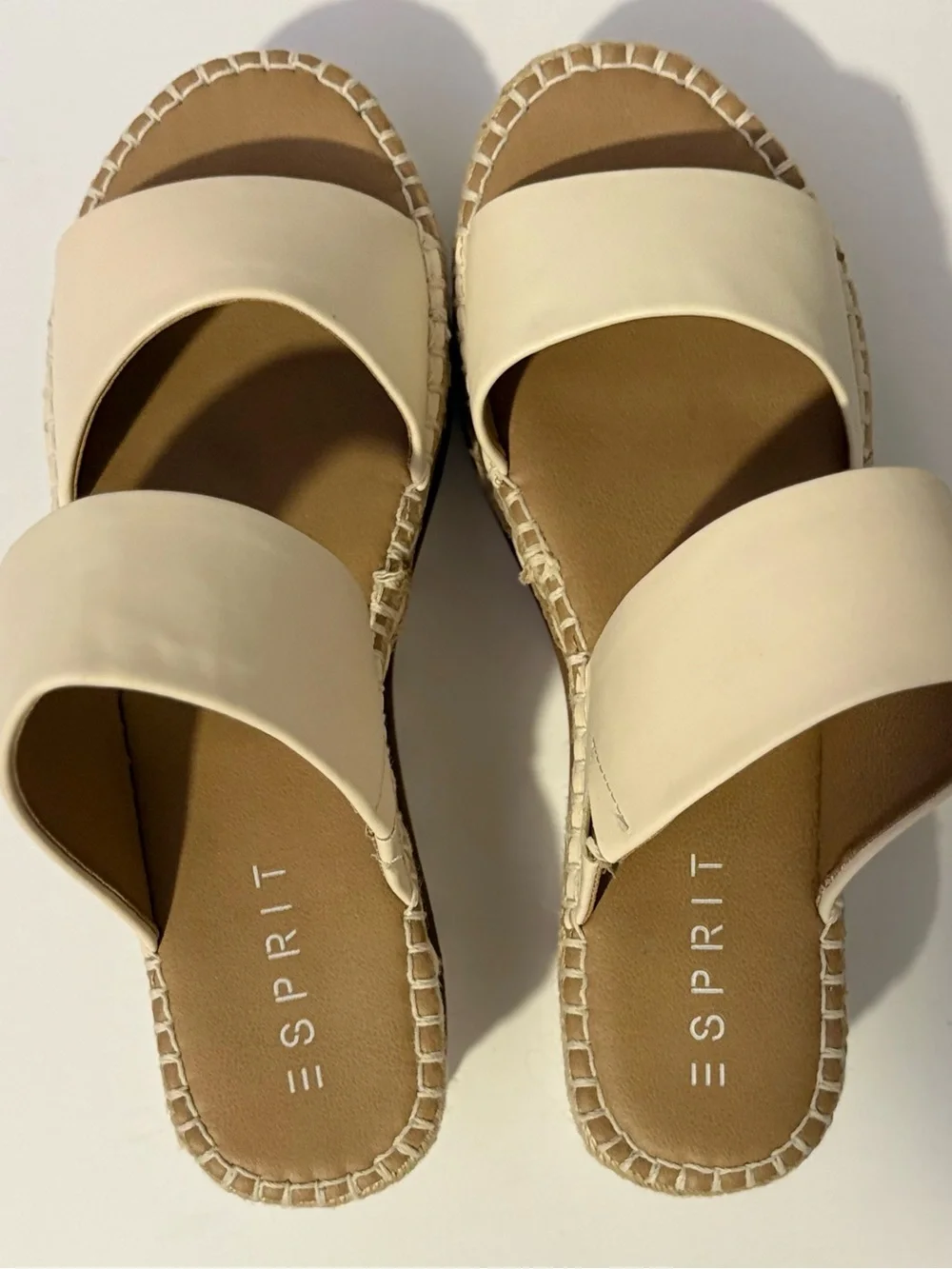 Esprit Katalina Women’s 10 Cream Espadrille Platform Wedge Slide Sandals